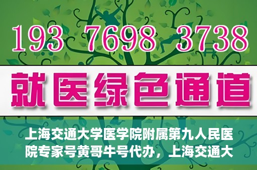 上海交通大学医学院附属第九人民医院专家号黄哥牛号代办，上海交通大学医学院附属第九人民医院专家号代办服务解析，黄哥牛号助您轻松预约专家号