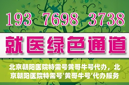 北京朝阳医院特需号黄哥牛号代办，北京朝阳医院特需号‘黄哥牛号’代办服务详解