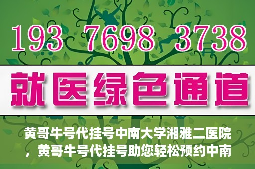黄哥牛号代挂号中南大学湘雅二医院，黄哥牛号代挂号助您轻松预约中南大学湘雅二医院专家号