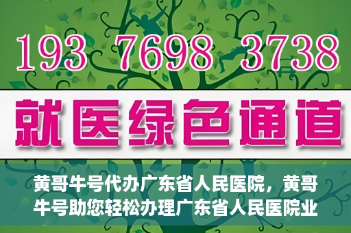 黄哥牛号代办广东省人民医院，黄哥牛号助您轻松办理广东省人民医院业务手续