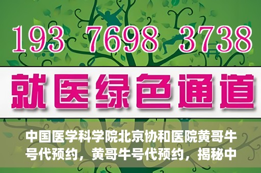 中国医学科学院北京协和医院黄哥牛号代预约，黄哥牛号代预约，揭秘中国医学科学院北京协和医院挂号秘籍