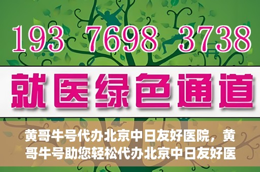黄哥牛号代办北京中日友好医院，黄哥牛号助您轻松代办北京中日友好医院手续