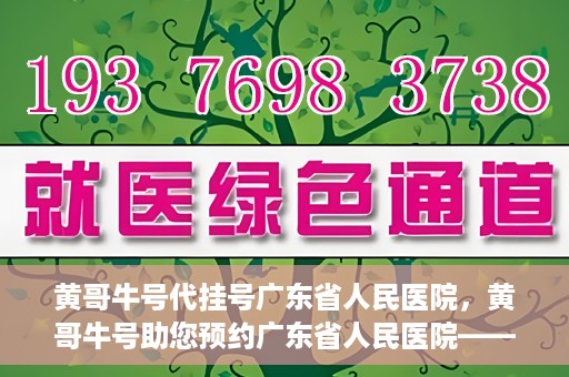 黄哥牛号代挂号广东省人民医院，黄哥牛号助您预约广东省人民医院——便捷代挂号服务