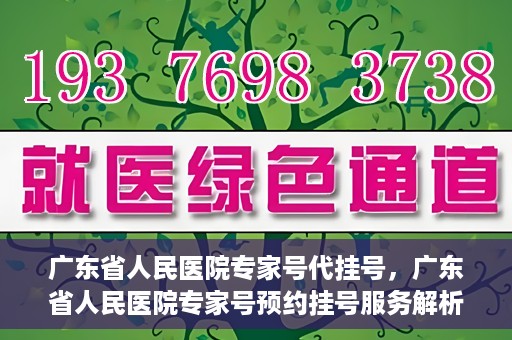 广东省人民医院专家号代挂号，广东省人民医院专家号预约挂号服务解析
