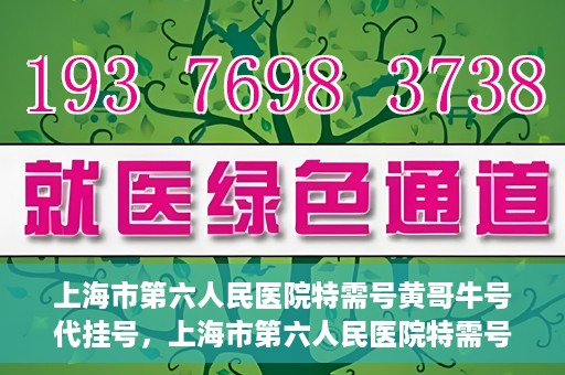 上海市第六人民医院特需号黄哥牛号代挂号，上海市第六人民医院特需号专家黄哥代挂号服务解析
