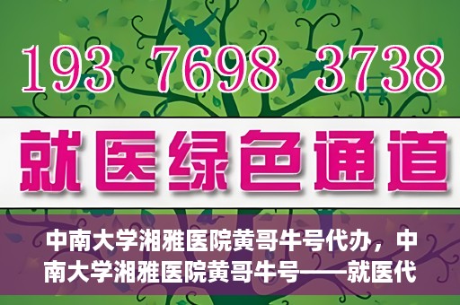 中南大学湘雅医院黄哥牛号代办，中南大学湘雅医院黄哥牛号——就医代办服务详解