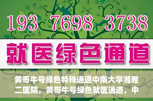 黄哥牛号绿色特殊通道中南大学湘雅二医院，黄哥牛号绿色就医通道，中南大学湘雅二医院特色服务揭秘