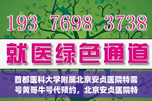 首都医科大学附属北京安贞医院特需号黄哥牛号代预约，北京安贞医院特需号黄哥预约服务解析，便捷就医新选择