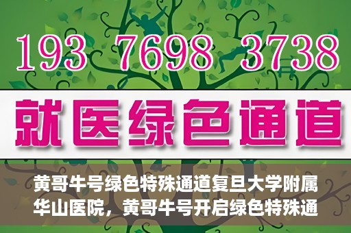黄哥牛号绿色特殊通道复旦大学附属华山医院，黄哥牛号开启绿色特殊通道，华山医院展现医疗新力量