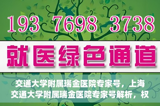 交通大学附属瑞金医院专家号，上海交通大学附属瑞金医院专家号解析，权威医疗团队与尖端医疗技术共筑健康防线