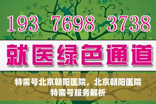 特需号北京朝阳医院，北京朝阳医院特需号服务解析