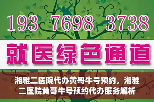 湘雅二医院代办黄哥牛号预约，湘雅二医院黄哥牛号预约代办服务解析