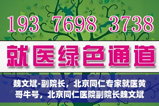 魏文斌-副院长，北京同仁专家就医黄哥牛号，北京同仁医院副院长魏文斌，黄哥牛号背后的专家就医解读