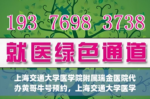 上海交通大学医学院附属瑞金医院代办黄哥牛号预约，上海交通大学医学院附属瑞金医院预约挂号代办服务解析，黄哥牛号预约详解
