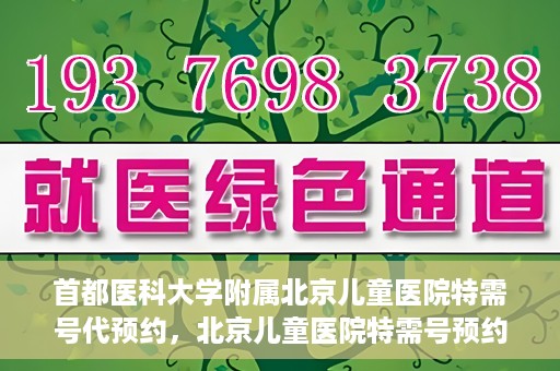 首都医科大学附属北京儿童医院特需号代预约，北京儿童医院特需号预约服务详解