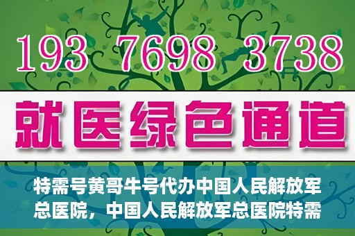 特需号黄哥牛号代办中国人民解放军总医院，中国人民解放军总医院特需号黄哥牛号代办服务解析