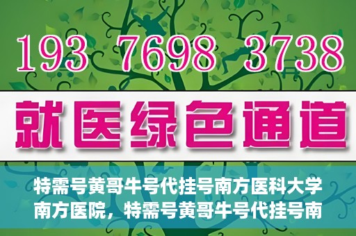 特需号黄哥牛号代挂号南方医科大学南方医院，特需号黄哥牛号代挂号南方医院就医攻略揭秘
