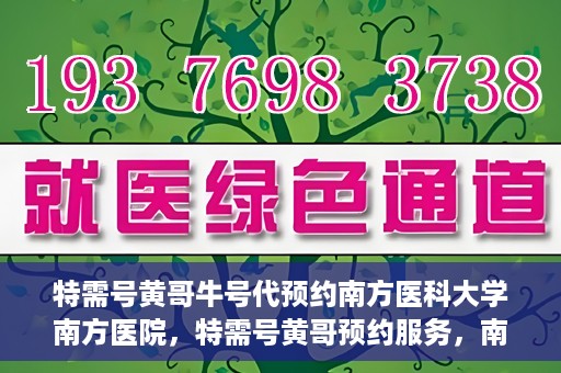 特需号黄哥牛号代预约南方医科大学南方医院，特需号黄哥预约服务，南方医科大学南方医院便捷就医新通道