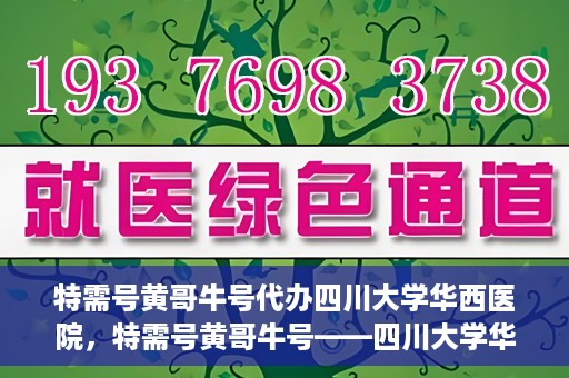 特需号黄哥牛号代办四川大学华西医院，特需号黄哥牛号——四川大学华西医院代办服务解析