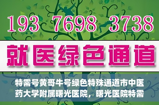 特需号黄哥牛号绿色特殊通道市中医药大学附属曙光医院，曙光医院特需号绿色特殊通道，黄哥牛号引领中医新时代风潮