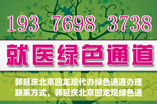 郭延庆北京回龙观代办绿色通道办理联系方式，郭延庆北京回龙观绿色通道办理，联系方式及代办服务详解