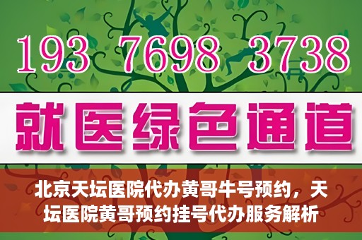 北京天坛医院代办黄哥牛号预约，天坛医院黄哥预约挂号代办服务解析