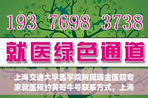 上海交通大学医学院附属瑞金医院专家就医预约黄哥牛号联系方式，上海交通大学医学院附属瑞金医院专家就医预约指南，黄哥牛号联系方式全解析