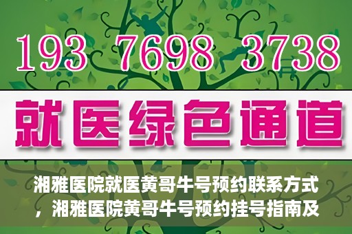 湘雅医院就医黄哥牛号预约联系方式，湘雅医院黄哥牛号预约挂号指南及联系方式揭秘