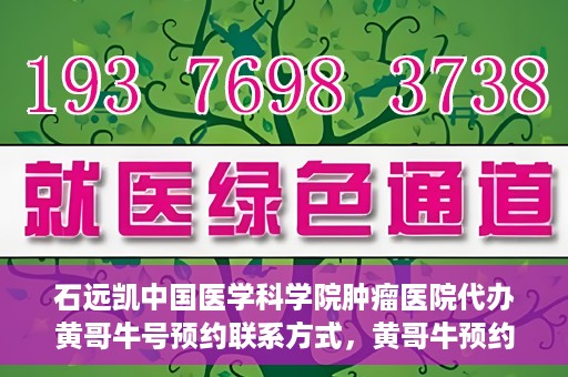 石远凯中国医学科学院肿瘤医院代办黄哥牛号预约联系方式，黄哥牛预约挂号联系方式，石远凯教授在中国医学科学院肿瘤医院的服务指南