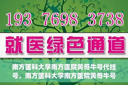 南方医科大学南方医院黄哥牛号代挂号，南方医科大学南方医院黄哥牛号挂号攻略，轻松解决代挂号问题