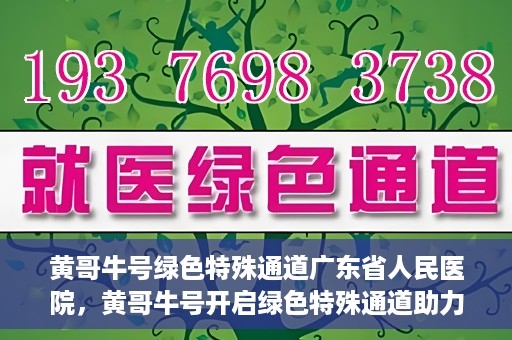 黄哥牛号绿色特殊通道广东省人民医院，黄哥牛号开启绿色特殊通道助力广东省人民医院服务升级