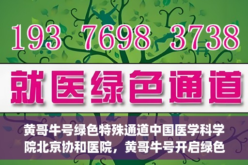 黄哥牛号绿色特殊通道中国医学科学院北京协和医院，黄哥牛号开启绿色特殊通道，北京协和医院助力健康中国行