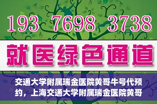 交通大学附属瑞金医院黄哥牛号代预约，上海交通大学附属瑞金医院黄哥牛号预约服务解析