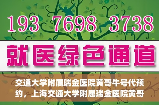 交通大学附属瑞金医院黄哥牛号代预约，上海交通大学附属瑞金医院黄哥牛号预约服务解析
