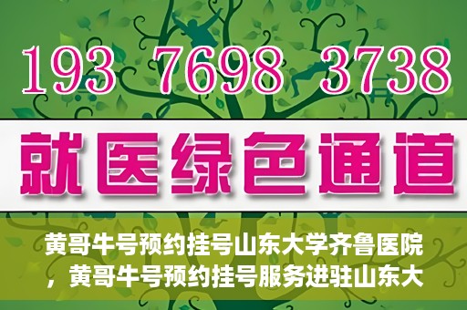 黄哥牛号预约挂号山东大学齐鲁医院，黄哥牛号预约挂号服务进驻山东大学齐鲁医院