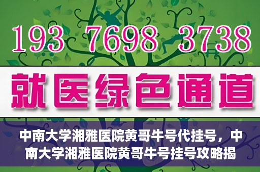 中南大学湘雅医院黄哥牛号代挂号，中南大学湘雅医院黄哥牛号挂号攻略揭秘