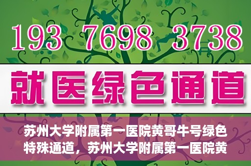 苏州大学附属第一医院黄哥牛号绿色特殊通道，苏州大学附属第一医院黄哥牛号，绿色特殊通道的守护力量