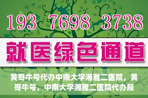 黄哥牛号代办中南大学湘雅二医院，黄哥牛号，中南大学湘雅二医院代办服务详解