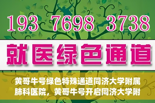 黄哥牛号绿色特殊通道同济大学附属肺科医院，黄哥牛号开启同济大学附属肺科医院绿色特殊通道助力健康之路