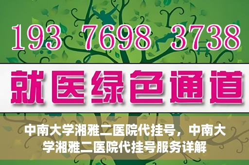 中南大学湘雅二医院代挂号，中南大学湘雅二医院代挂号服务详解