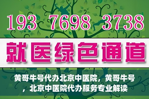 黄哥牛号代办北京中医院，黄哥牛号，北京中医院代办服务专业解读