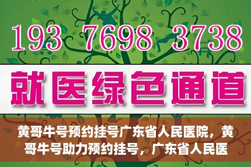 黄哥牛号预约挂号广东省人民医院，黄哥牛号助力预约挂号，广东省人民医院便捷就医新体验