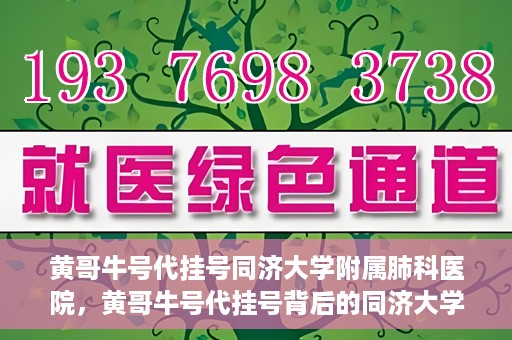 黄哥牛号代挂号同济大学附属肺科医院，黄哥牛号代挂号背后的同济大学附属肺科医院就医故事