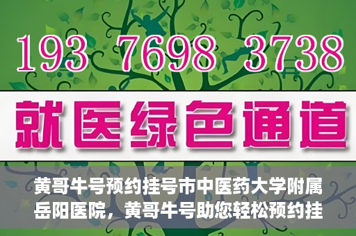 黄哥牛号预约挂号市中医药大学附属岳阳医院，黄哥牛号助您轻松预约挂号——市中医药大学附属岳阳医院就医新体验