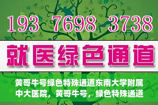 黄哥牛号绿色特殊通道东南大学附属中大医院，黄哥牛号，绿色特殊通道下的中大医院探索