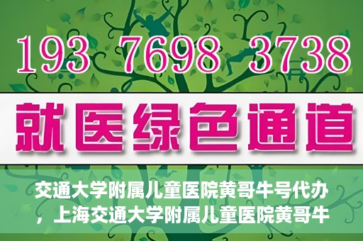 交通大学附属儿童医院黄哥牛号代办，上海交通大学附属儿童医院黄哥牛号代办揭秘，真相与警示