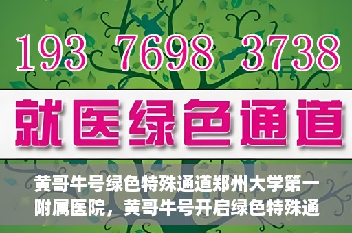 黄哥牛号绿色特殊通道郑州大学第一附属医院，黄哥牛号开启绿色特殊通道，助力郑州大学第一附属医院高效就医体验